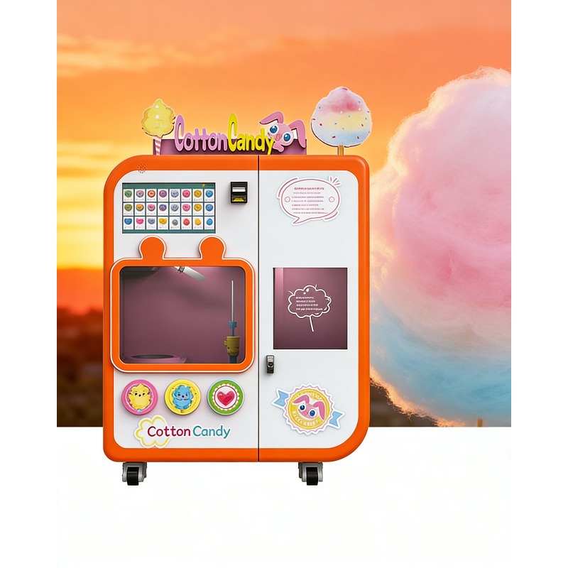 Candy Vending Machine - Vollautomatischer Zuckerwatte-Automat mit Wechselsystem Kommerzieller 4-Geschmacks-Zuckerwatte-Hersteller